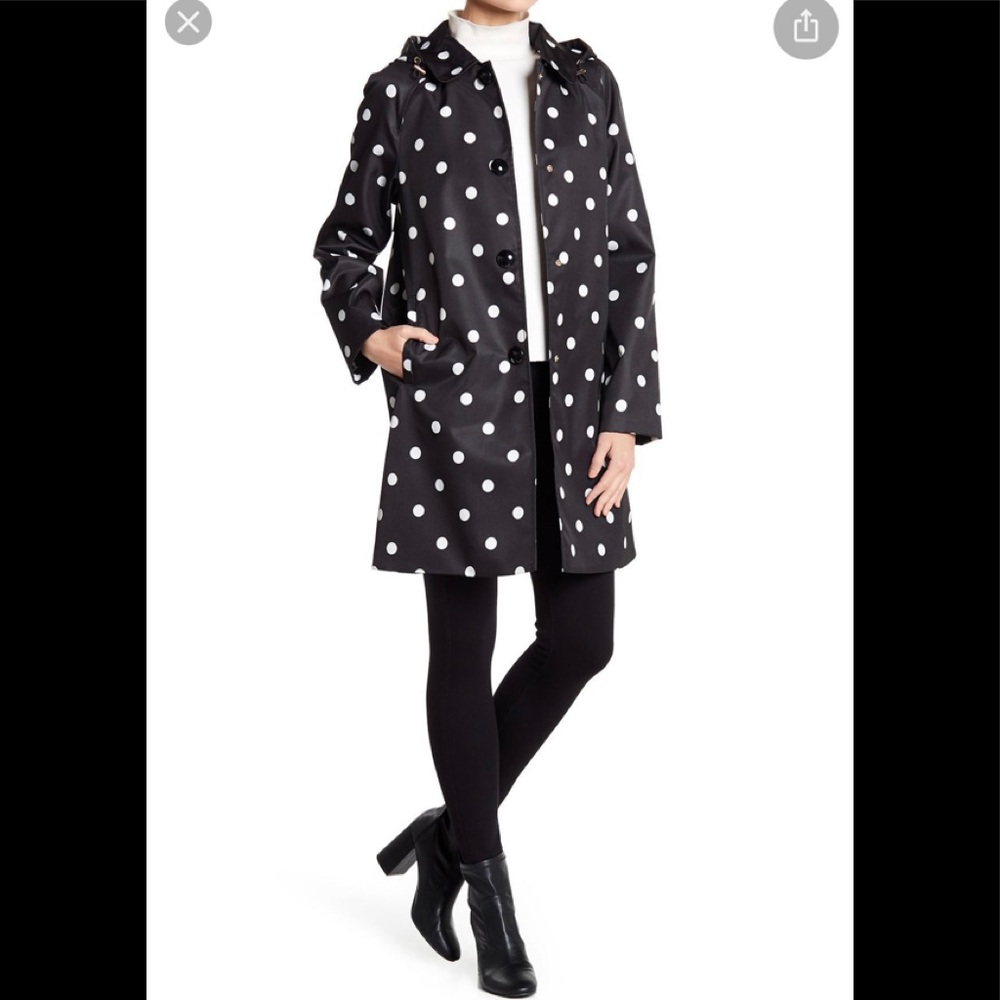 NWT Kate Spade Trench Polka Dot Rain Coat Size Small